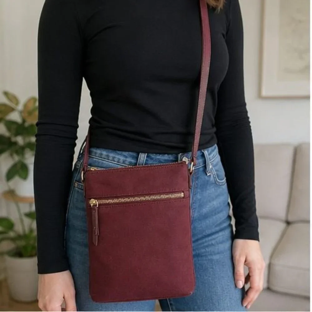Burgundy Canvas Crossbody Bag